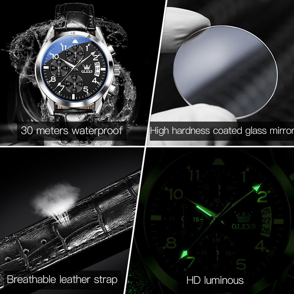 OLEVS Quartz Watch for Men Ori - Leather Watch Band Men 评论和价格