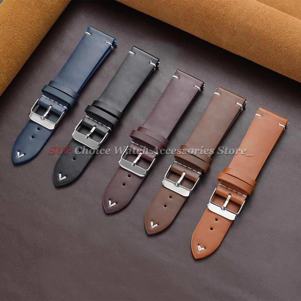 18mm 20mm 22mm Vintage Oil Wax - Leather Strap Quick Release 评论和价格