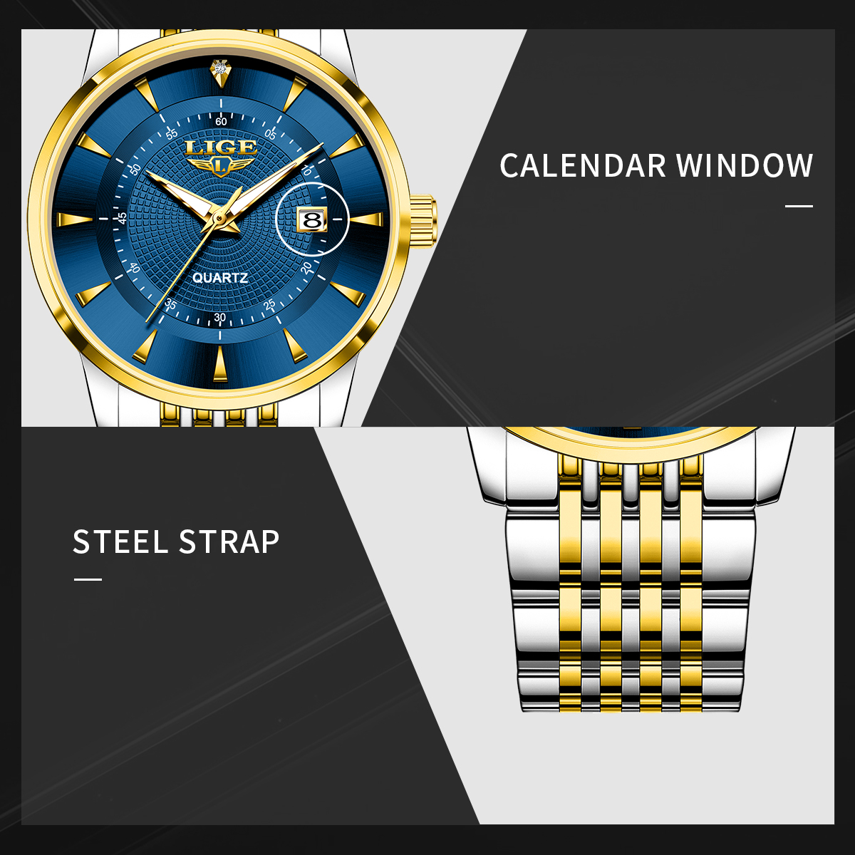 LIGE New 2026 Luxury Man Watch - Stainless Bracelet Diver 评论和价格
