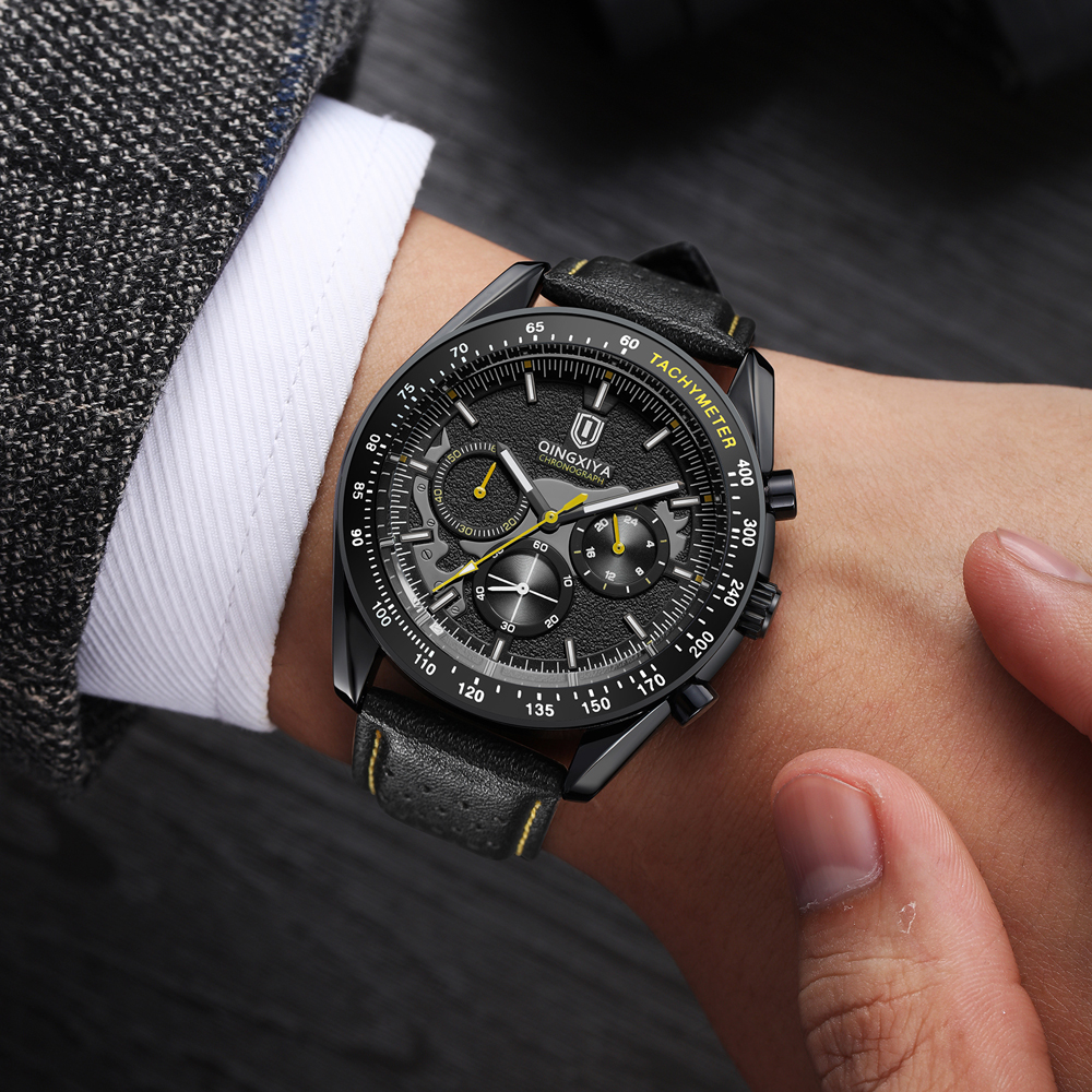 QINGXIYA Luxury Men's Watches  - Leather Watch Band Men 评论和价格