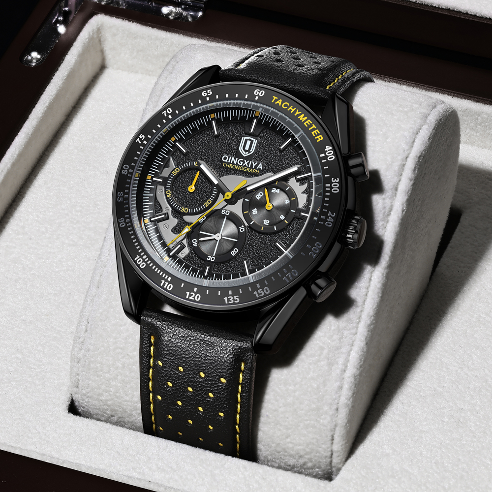 QINGXIYA Luxury Men's Watches  - Leather Watch Band Men 评论和价格