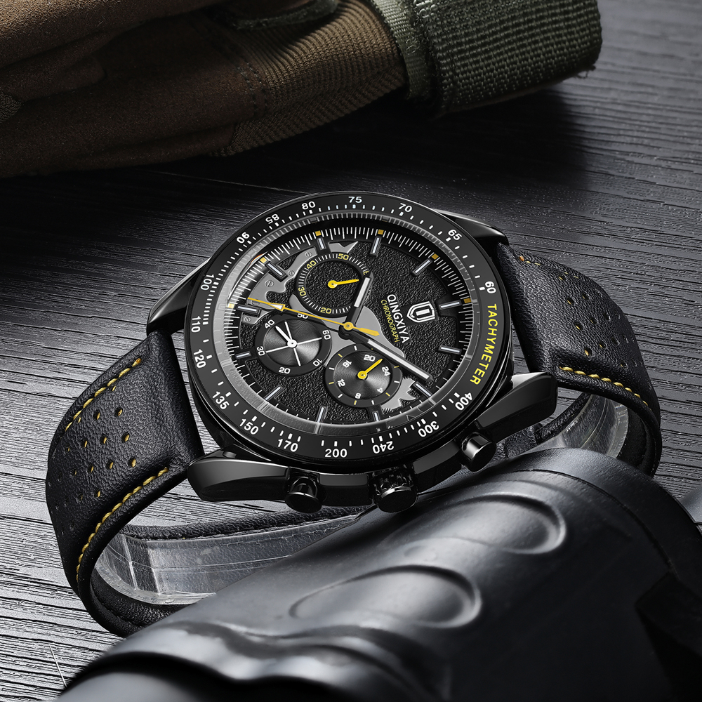 QINGXIYA Luxury Men's Watches  - Leather Watch Band Men 评论和价格