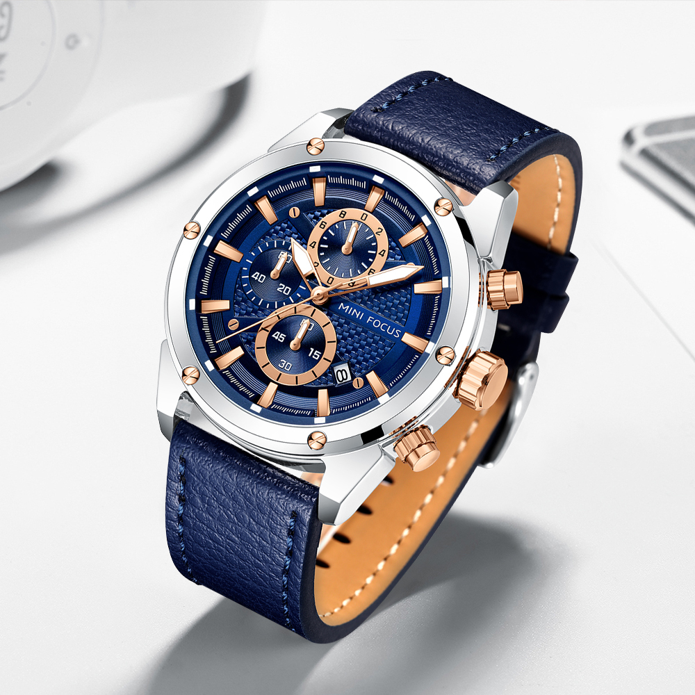 MINI FOCUS Business Quartz Wat - Leather Watch Band Men 评论和价格