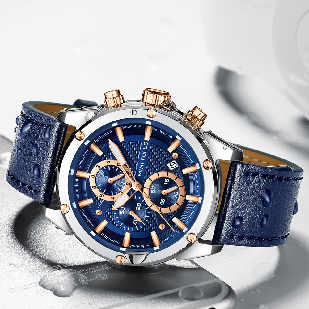 MINI FOCUS Business Quartz Wat - Leather Watch Band Men 评论和价格