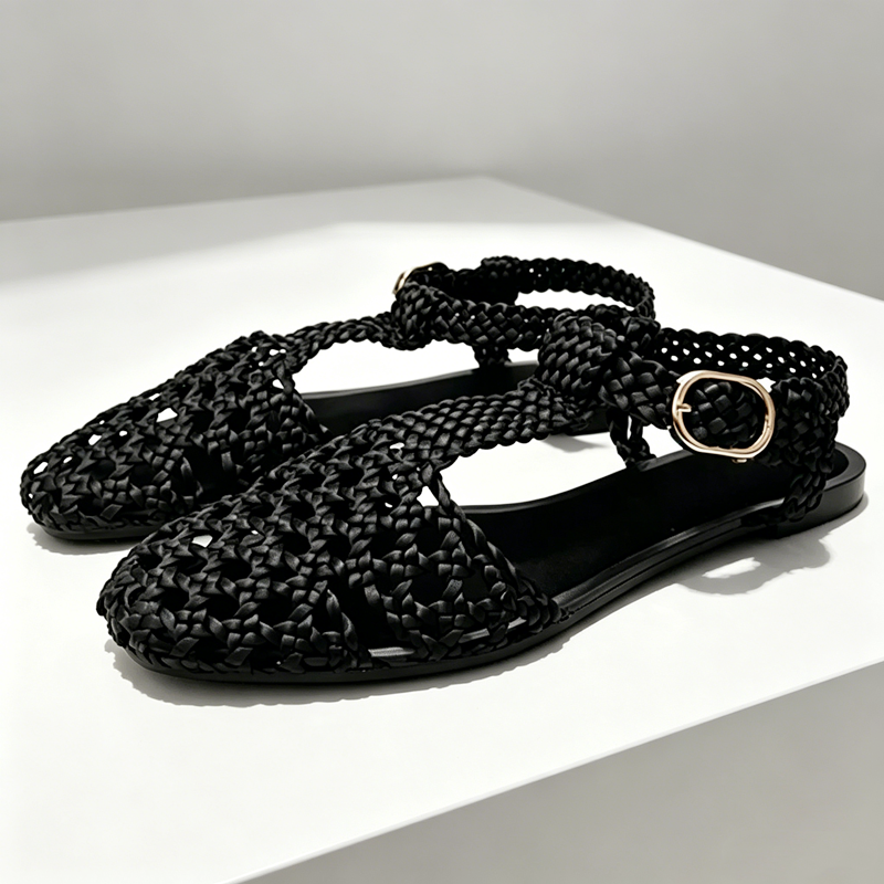 Golden Mesh Woven Flat Sandals - Mesh Strap Metal 评论和价格