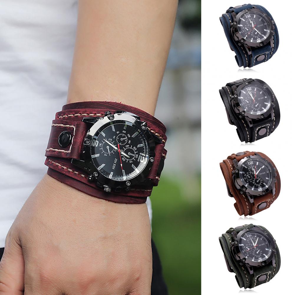 Retro Mens Quartz Watch Round  - Leather Watch Band Men 评论和价格