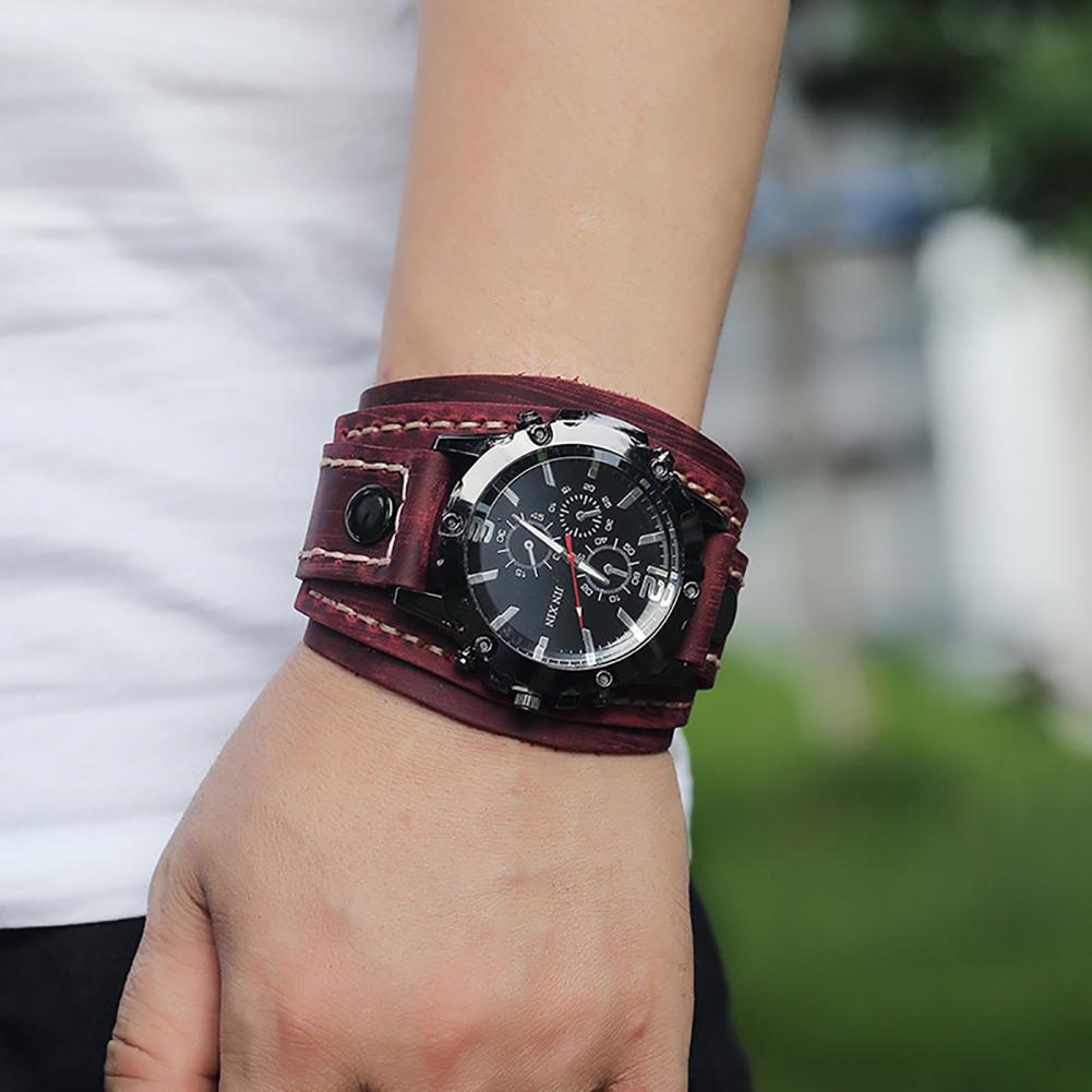 Retro Mens Quartz Watch Round  - Leather Watch Band Men 评论和价格