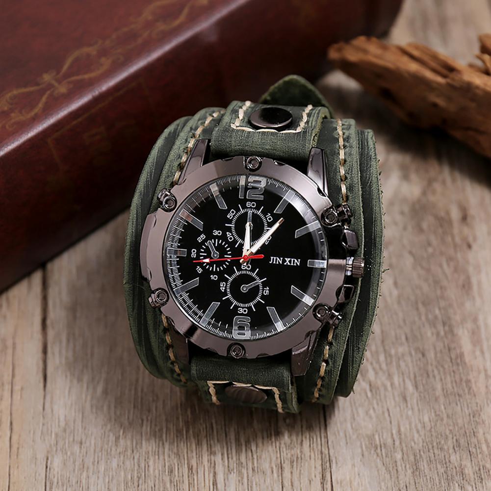 Retro Mens Quartz Watch Round  - Leather Watch Band Men 评论和价格