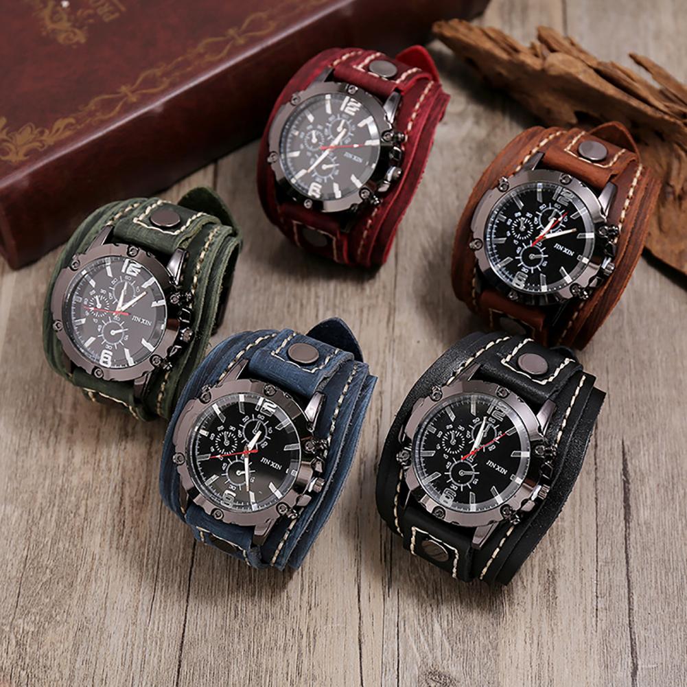 Retro Mens Quartz Watch Round  - Leather Watch Band Men 评论和价格